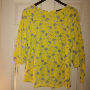 Papermoon golden yellow tie-sleeved top with zip back